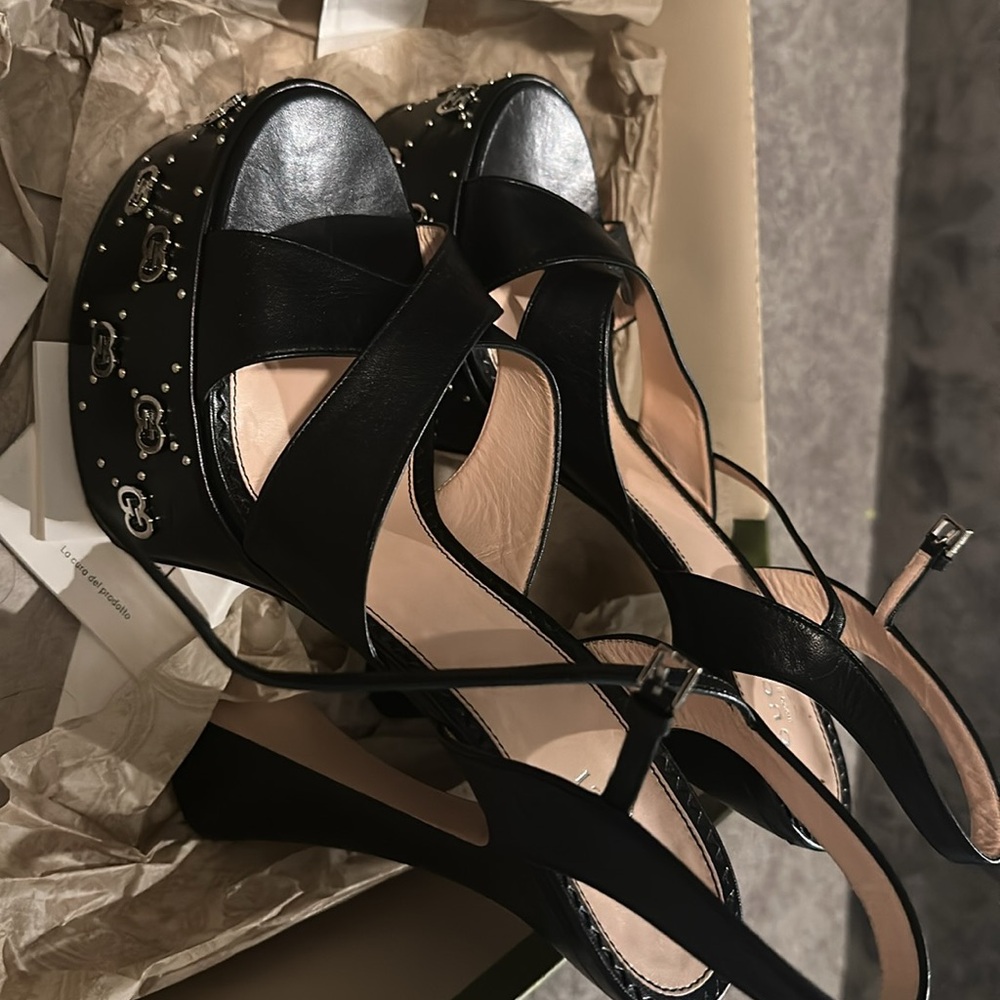 Gucci Black Embellished Platform Heels - Picture 6 of 6